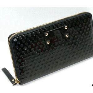 KATE SPADE NEW YORK Beale Street Neda Shiny Black Zip-Around Wallet WLRU1590